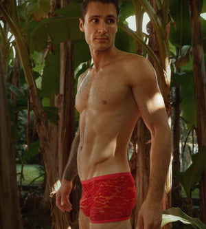 Antonio - Boxer en dentelle Italienne - Rouge Orlivia