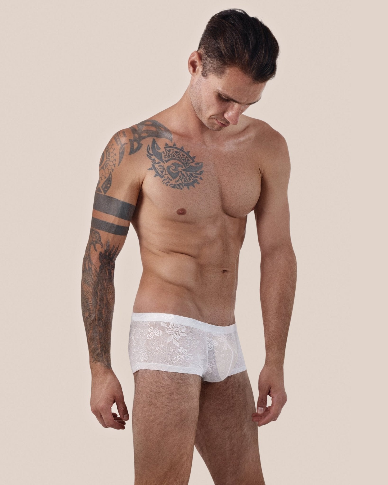 Boxer en dentelle Italienne - Alessandro - Blanc Orlivia