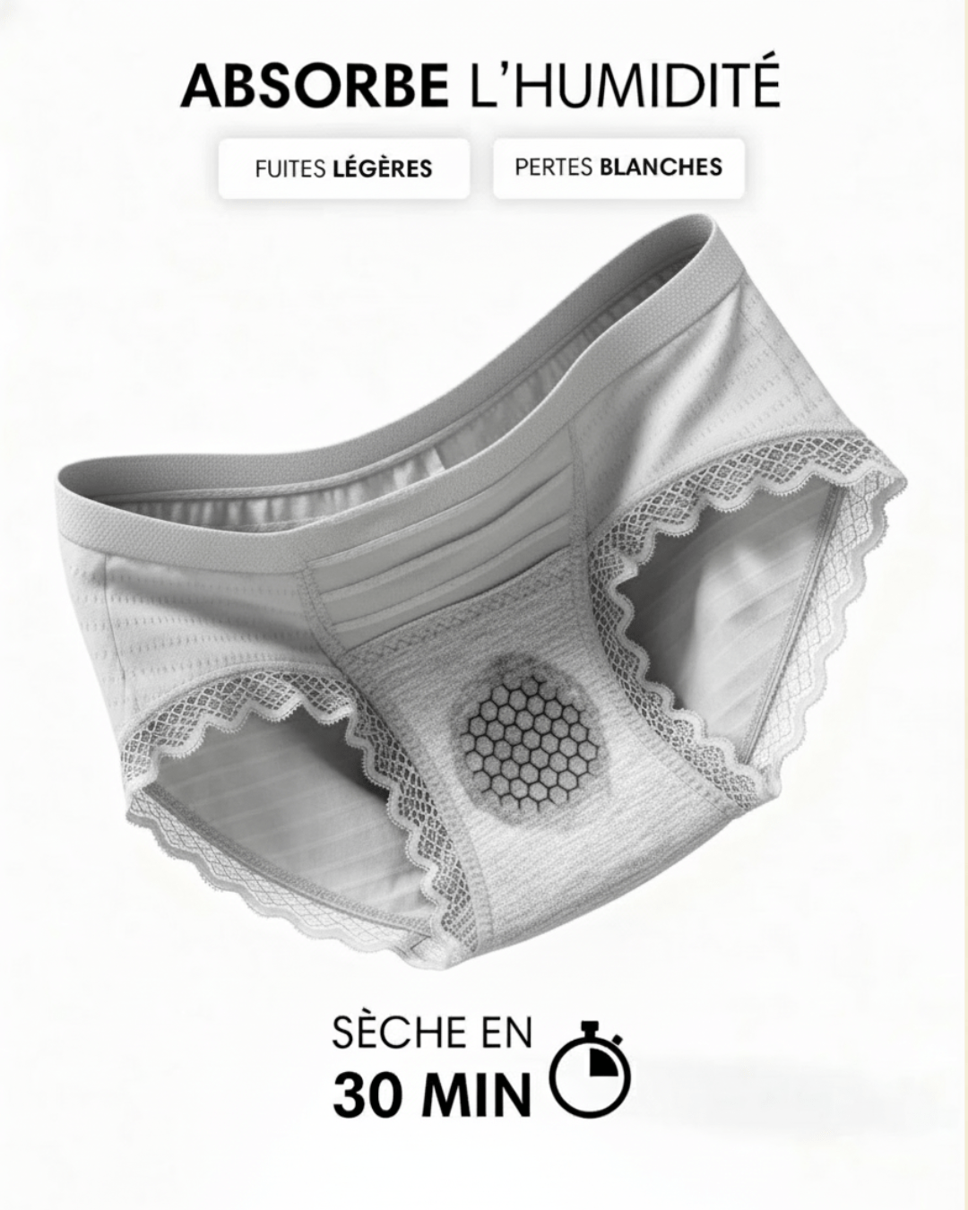 Lot de 14 Culottes Antibactériennes - Gris