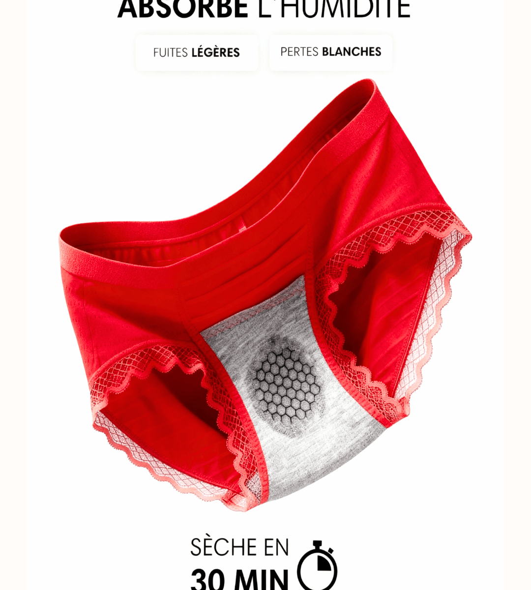 Lot de 7 Culottes Antibactériennes - Rouge