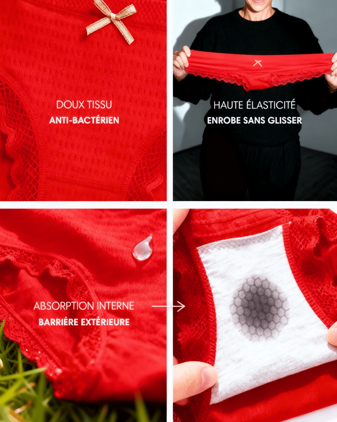 Lot de 14 Culottes Antibactériennes - Rouge
