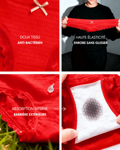 Lot de 14 Culottes Antibactériennes - Rouge