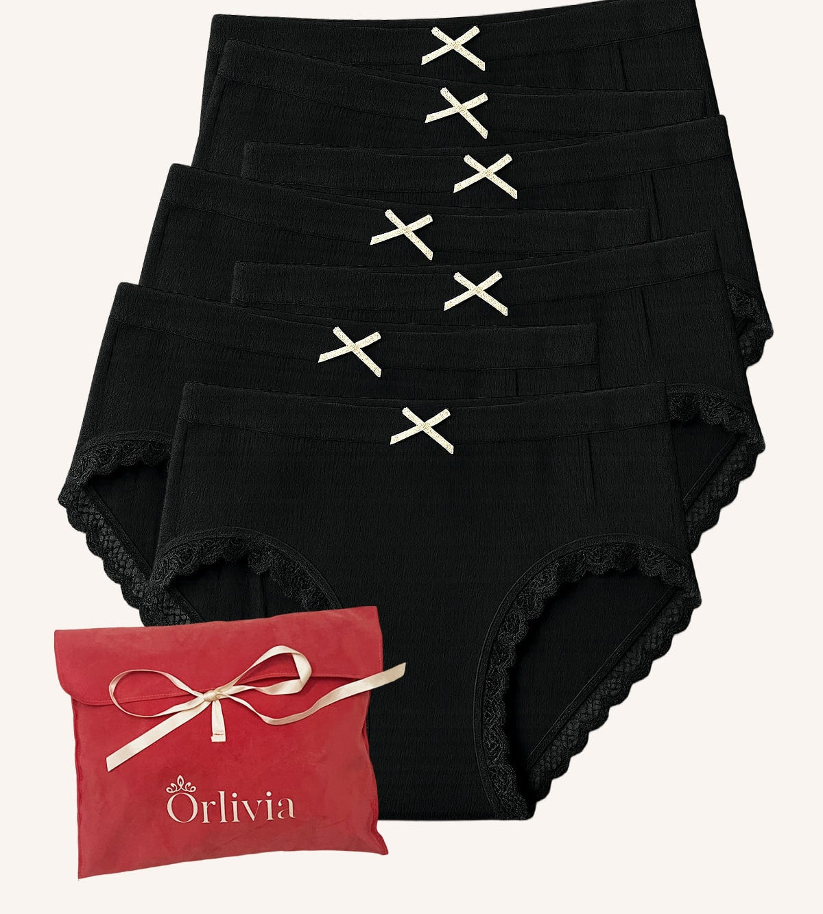Lot de 7 Culottes Antibactériennes - Noir - XS (34 - 36) Orlivia