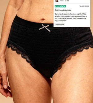 Lot de 7 Culottes Antibactériennes - Noir - XS (34 - 36) Orlivia